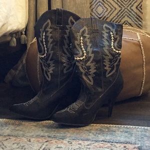 Women’s high heel black boots